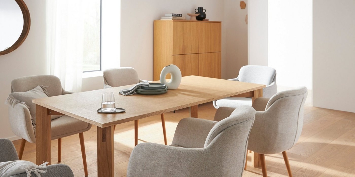 LeGer Home by Lena Gercke Esstisch Chelsea, Eiche furniert, verschiedene Breiten, robuste Beine aus massiver Eiche Bild 1