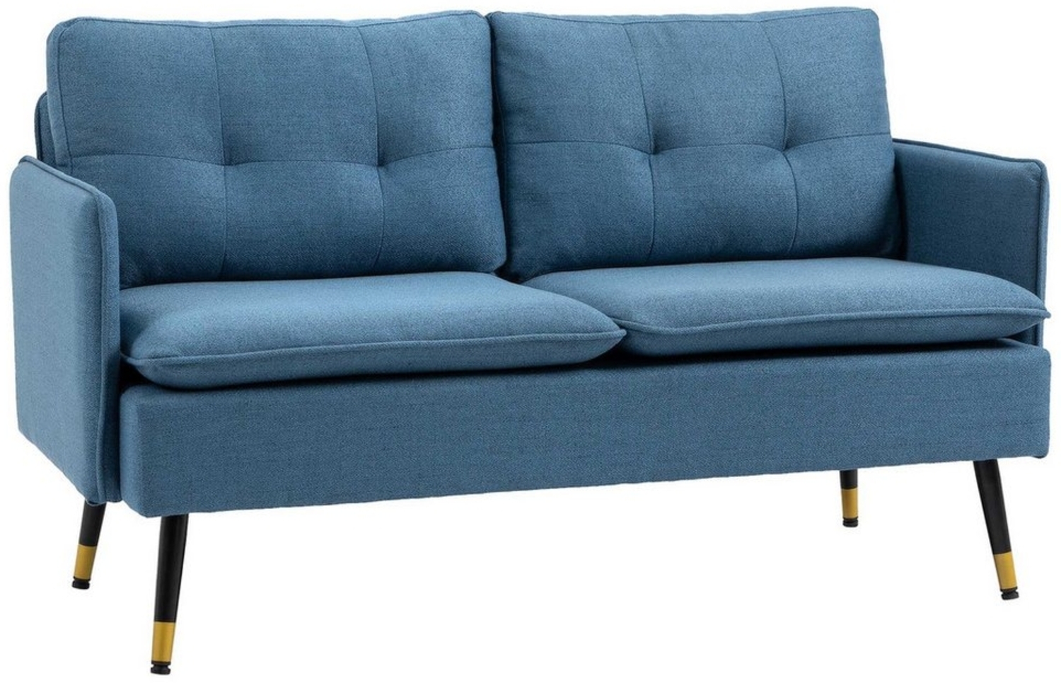 HOMCOM 2-Sitzer Couch mit Dickem Kissen, Leinenoptik, Polstersessel 1 Teile, für Wohnzimmer, Schlafzimmer, Dunkelblau Bild 1