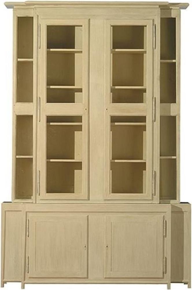 Casa Padrino Luxus Landhausstil Vitrine Beige 180 x 45 x H. 270 cm - Handgefertigter Vitrinenschrank - Massivholz Küchenschrank - Landhausstil Möbel Bild 1