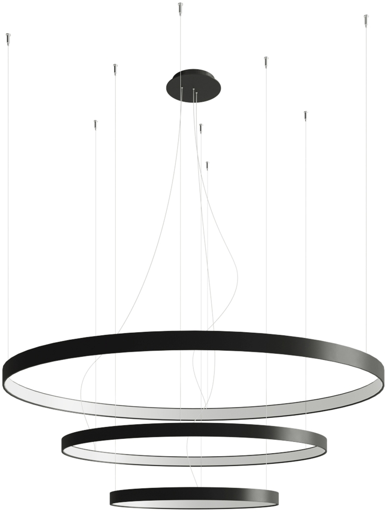 SOLLUX TH. 177 Kronleuchter RIO LED 150W Aluminium schwarz L:110cm B:110cm H:150cm 4000K Bild 1