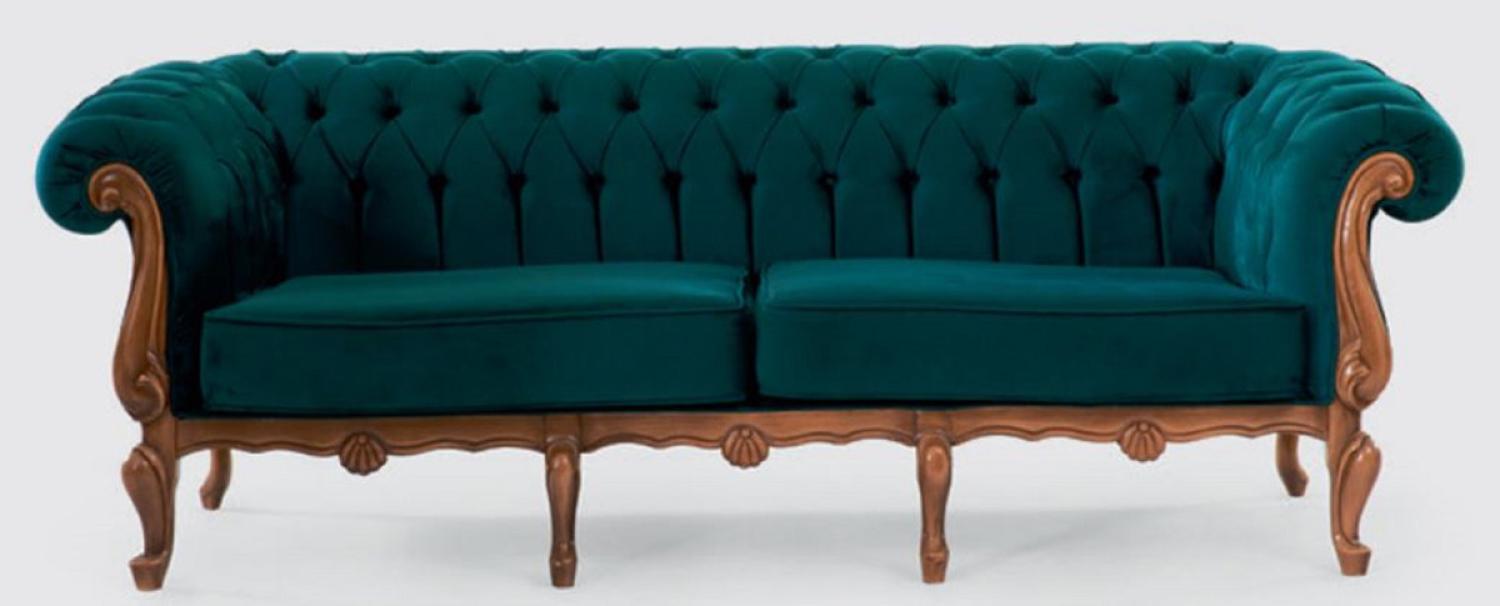 Casa Padrino Luxus Barock Chesterfield Sofa Grün / Braun - Prunkvolles Wohnzimmer Sofa im Barockstil - Barock Wohnzimmer Möbel Bild 1