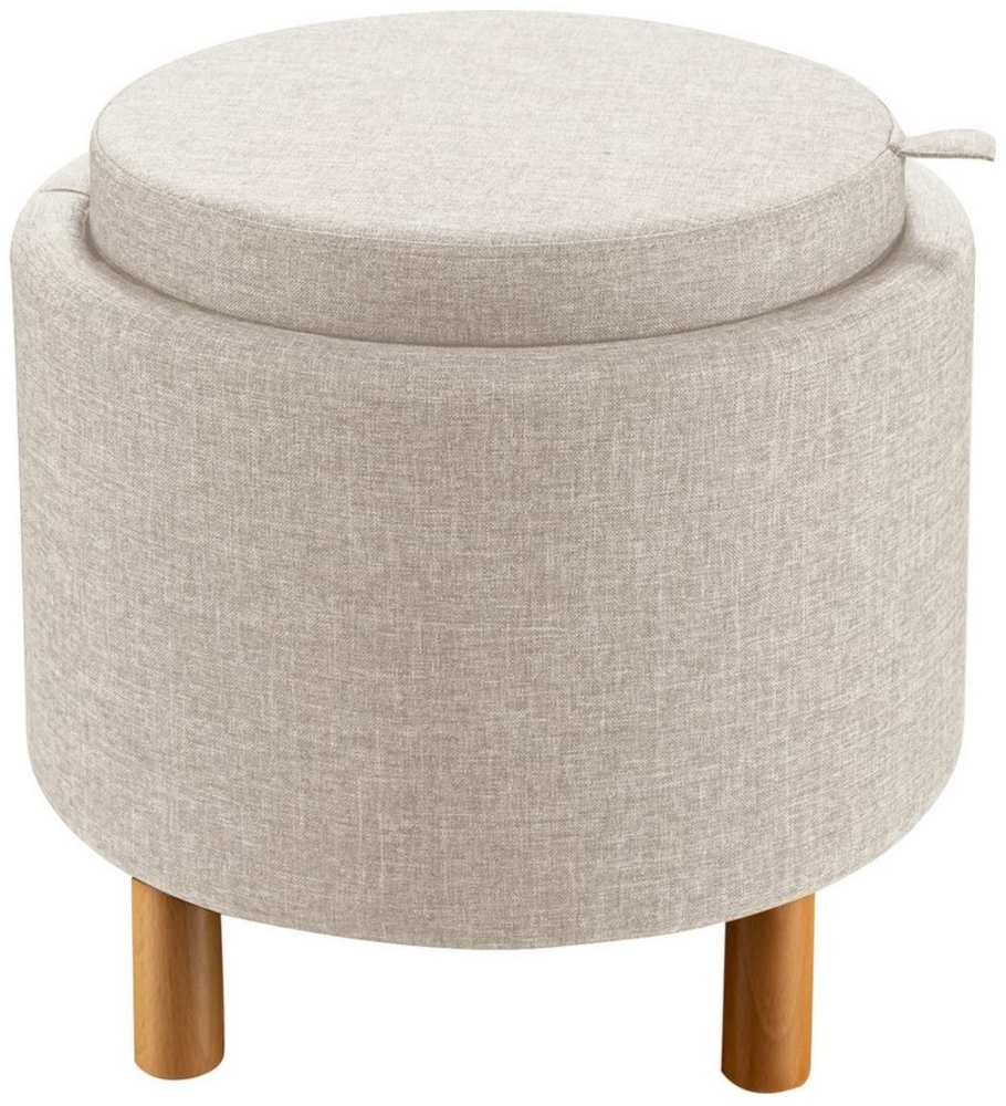 COSTWAY Sitzhocker, mit Stauraum, rund, Fußhocker aus Samt mit Deckel Bild 1
