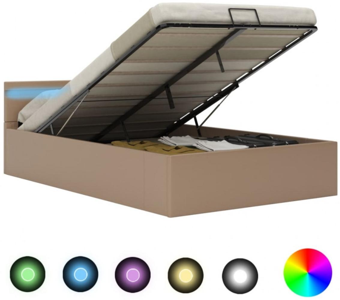 vidaXL Stauraumbett mit LED Cappuccino-Braun Kunstleder 140×200cm 285561 Bild 1
