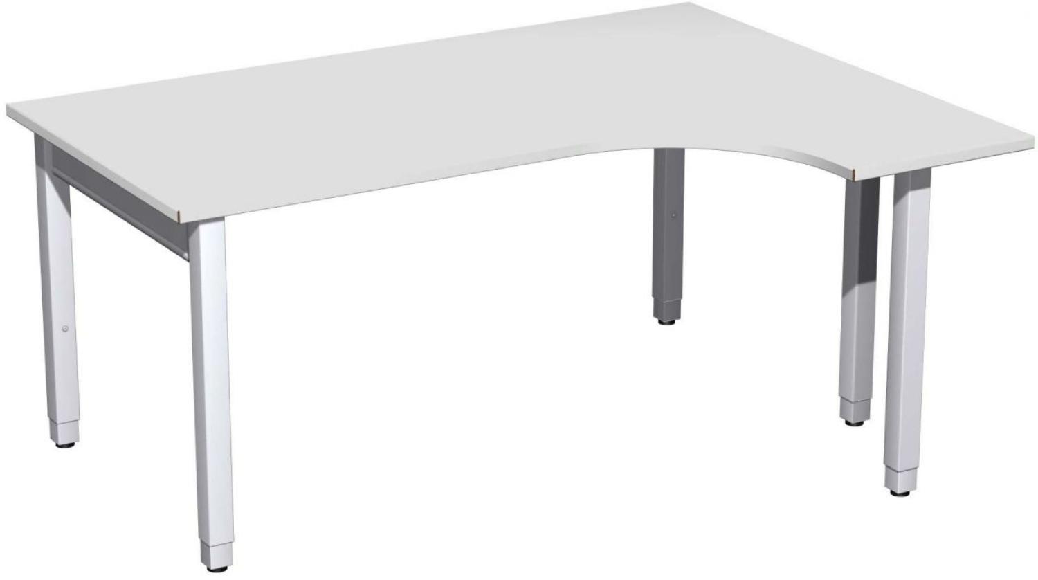 PC-Schreibtisch '4 Fuß Pro Quadrat' rechts höhenverstellbar, 160 x 120 x 68-86cm, Lichtgrau / Silber Bild 1