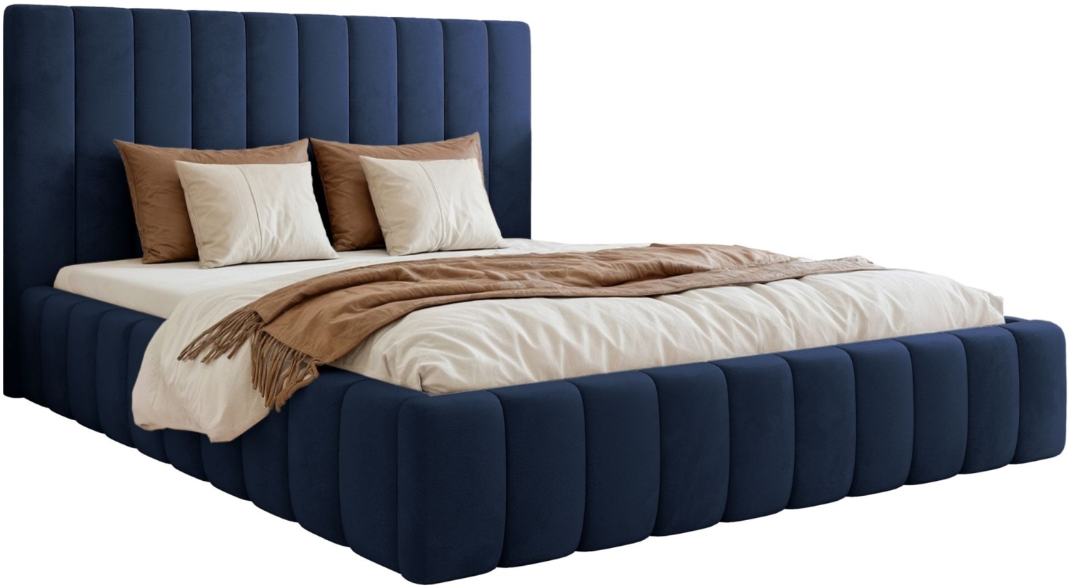 Selsey 'Fiarro' Polsterbett mit Bettkasten, Velours, marineblau, 180x200 cm Bild 1
