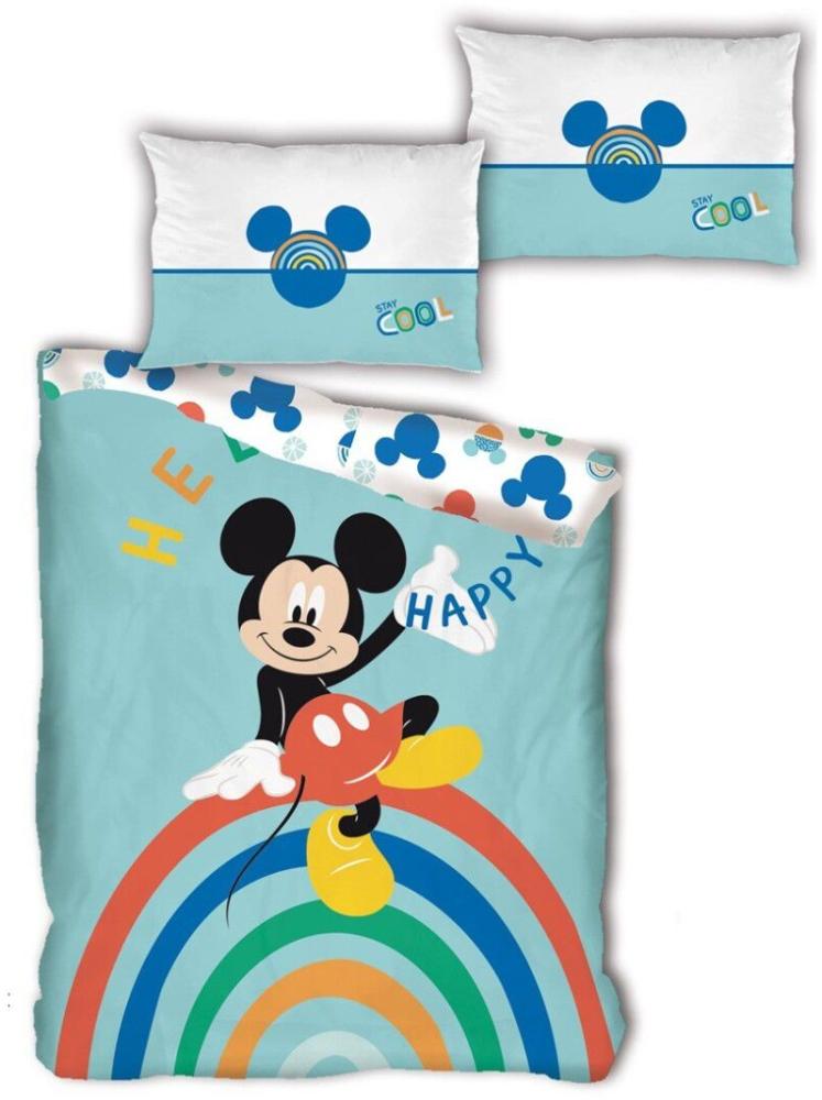 Disney Mickey Maus Regenbogen Bettwäsche Set (Bettbezug 140 x 200 cm und 1 Kissenbezug 63 x 63 cm) Bild 1