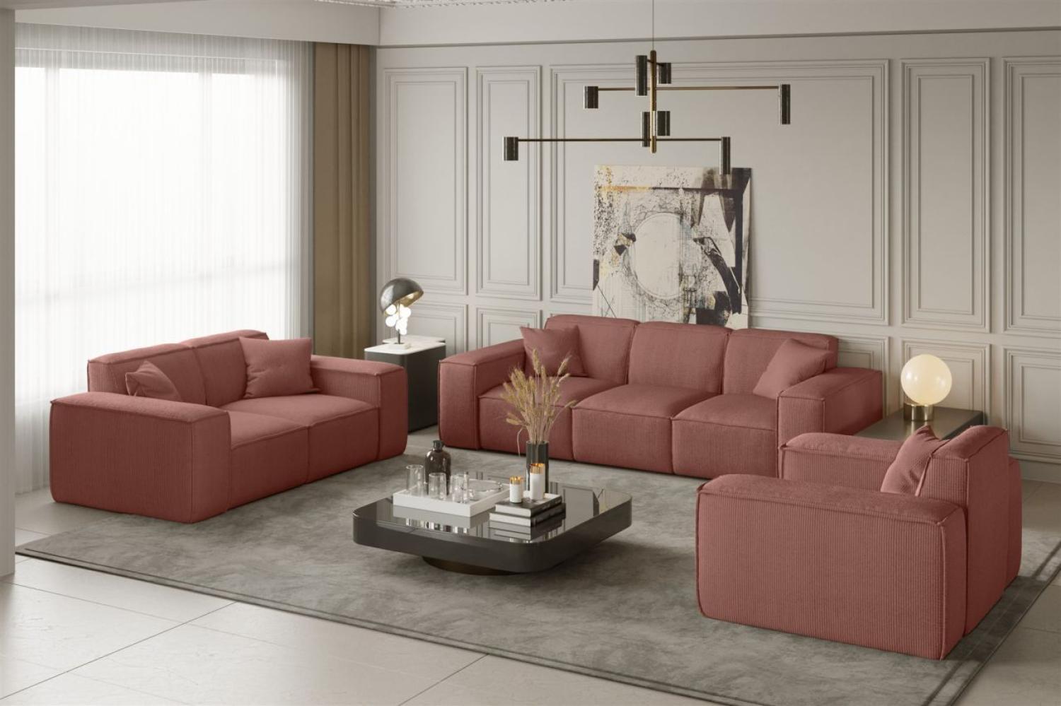 Sofaset Designersofa CELES 3-2-1 in Stoff Scala Koralle Bild 1