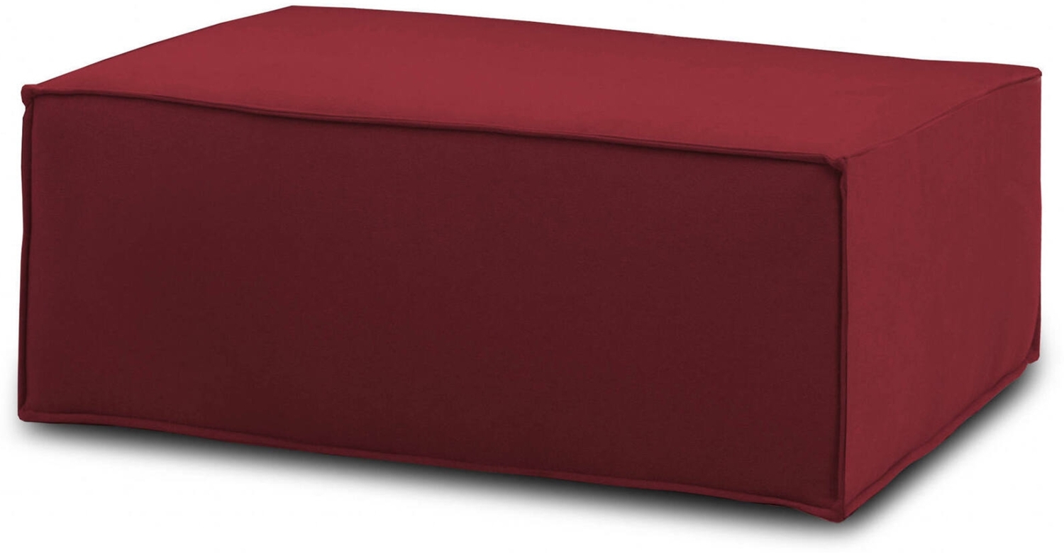 Dmora Assisi-Pouf, Wohnzimmer-Pouf, Relaxsessel aus gepolstertem Stoff, 100 % Made in Italy, 100 x 70 x 43 cm, Rot Bild 1
