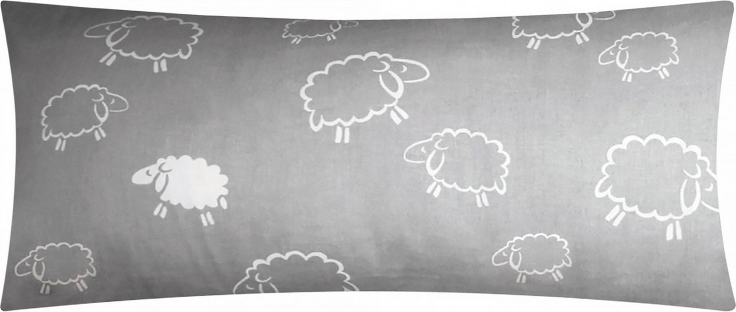 Heubergshop Kissenbezug, (1 Stück), 40x80cm – Schafe Lämmer Grau Weiß 100% Baumwolle (1 x 99/7 40x80) Bild 1
