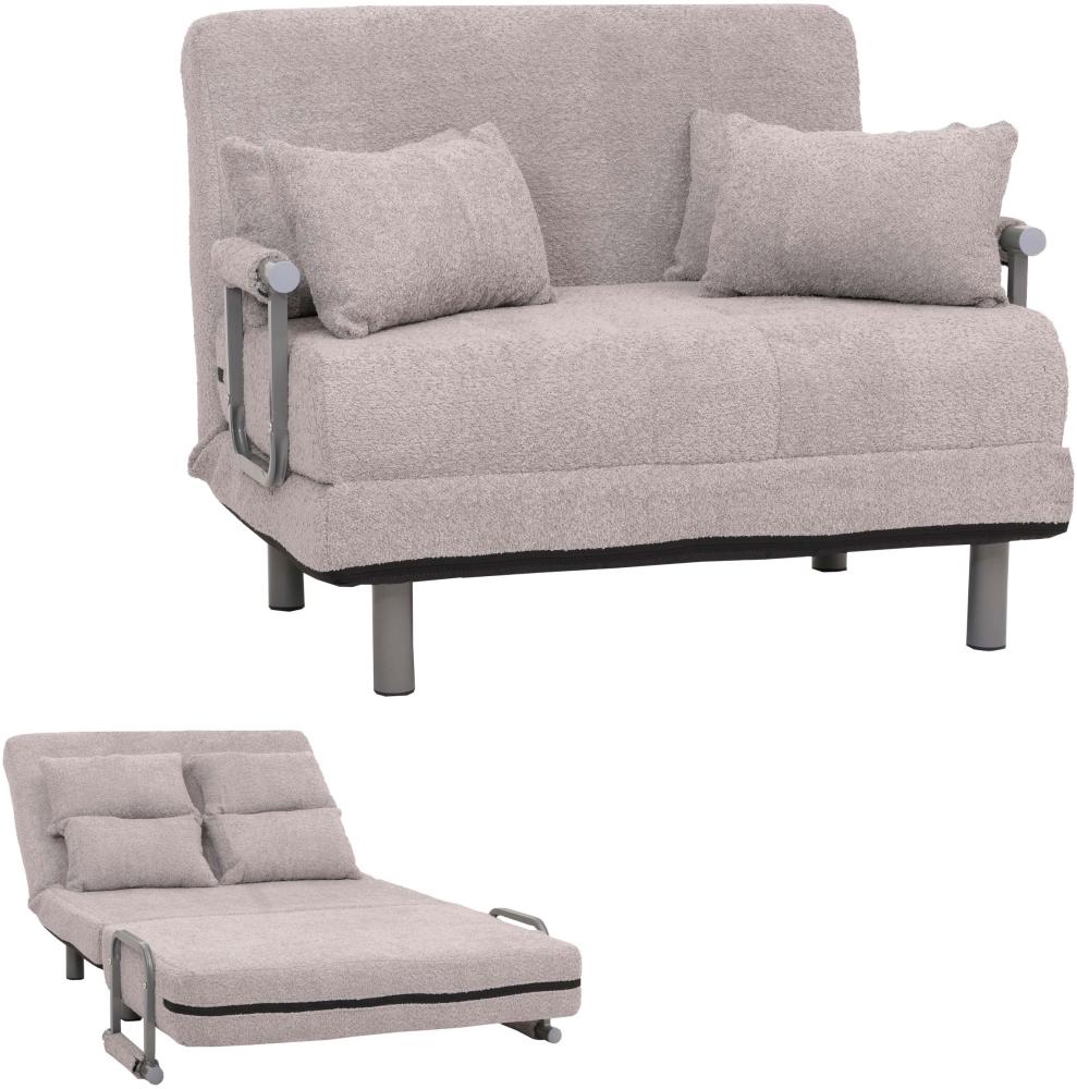 Mendler Schlafsessel HWC-K29, Klappsessel Schlafsofa Gästebett, Liegefläche 190x100cm, Stoff Bouclé (500g/m²) ~ grau Bild 1