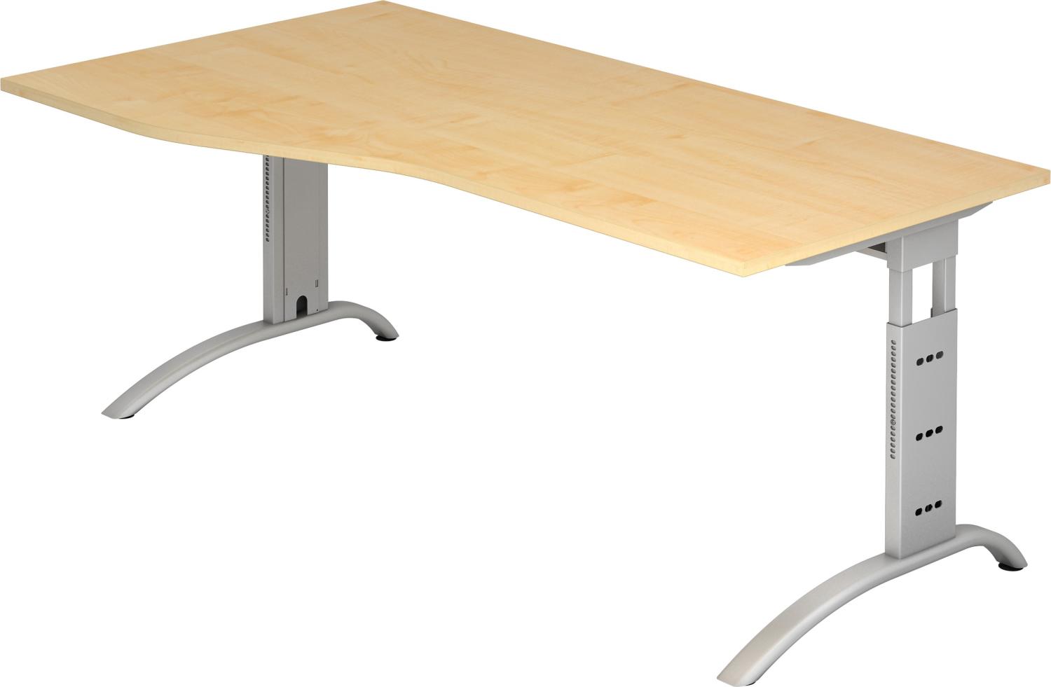 bümö manuell höhenverstellbarer Schreibtisch 180x100 cm in Ahorn - PC Tisch höhenverstellbar & groß, höhenverstellbarer Tisch Büro, großer Computertisch verstellbar, F-Serie, FS-18-3-S Bild 1