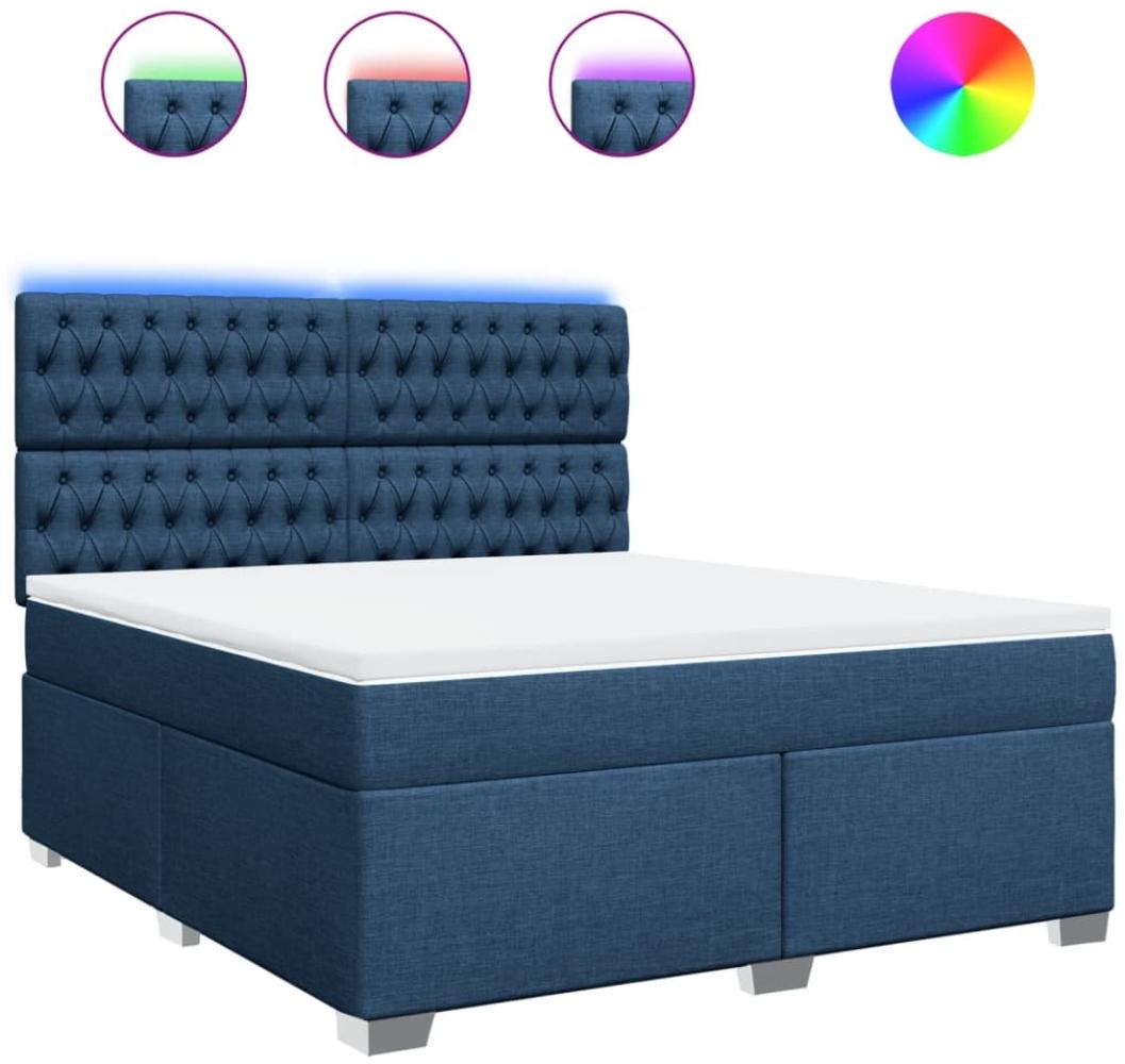 vidaXL Boxspringbett mit Matratze Blau 180x200 cm Stoff 3292880 Bild 1