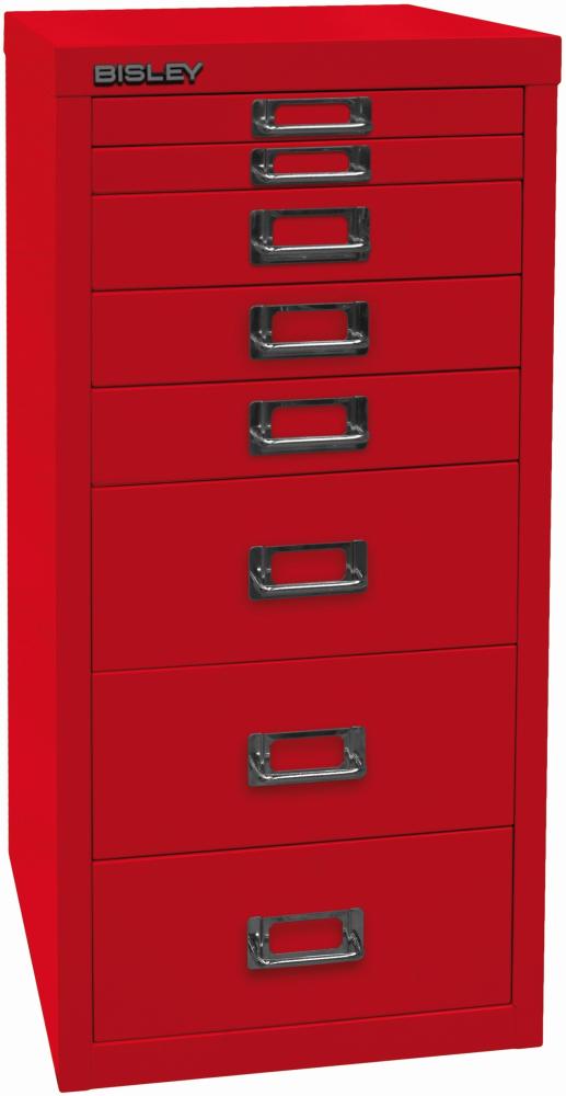 BISLEY MultiDrawer, 29er Serie, DIN A4, 8 Schubladen, Metall, 670 Kardinalrot, 38 x 27,9 x 59 cm Bild 1