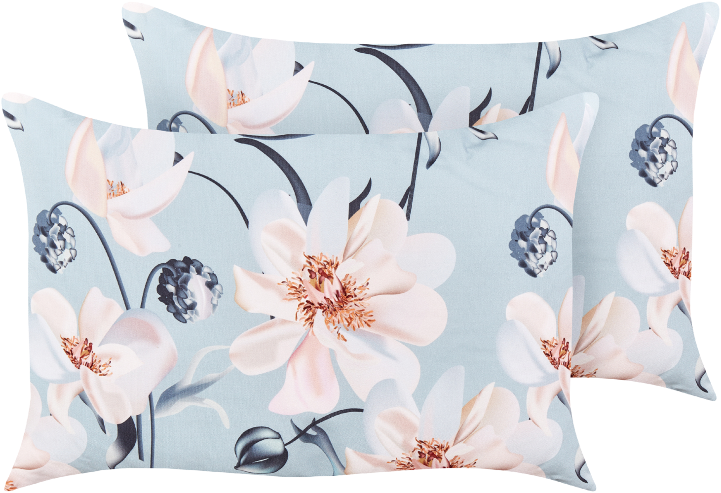Gartenkissen 2er Set Blumenmuster APRICALE 40 x 60 cm Blau Bild 1