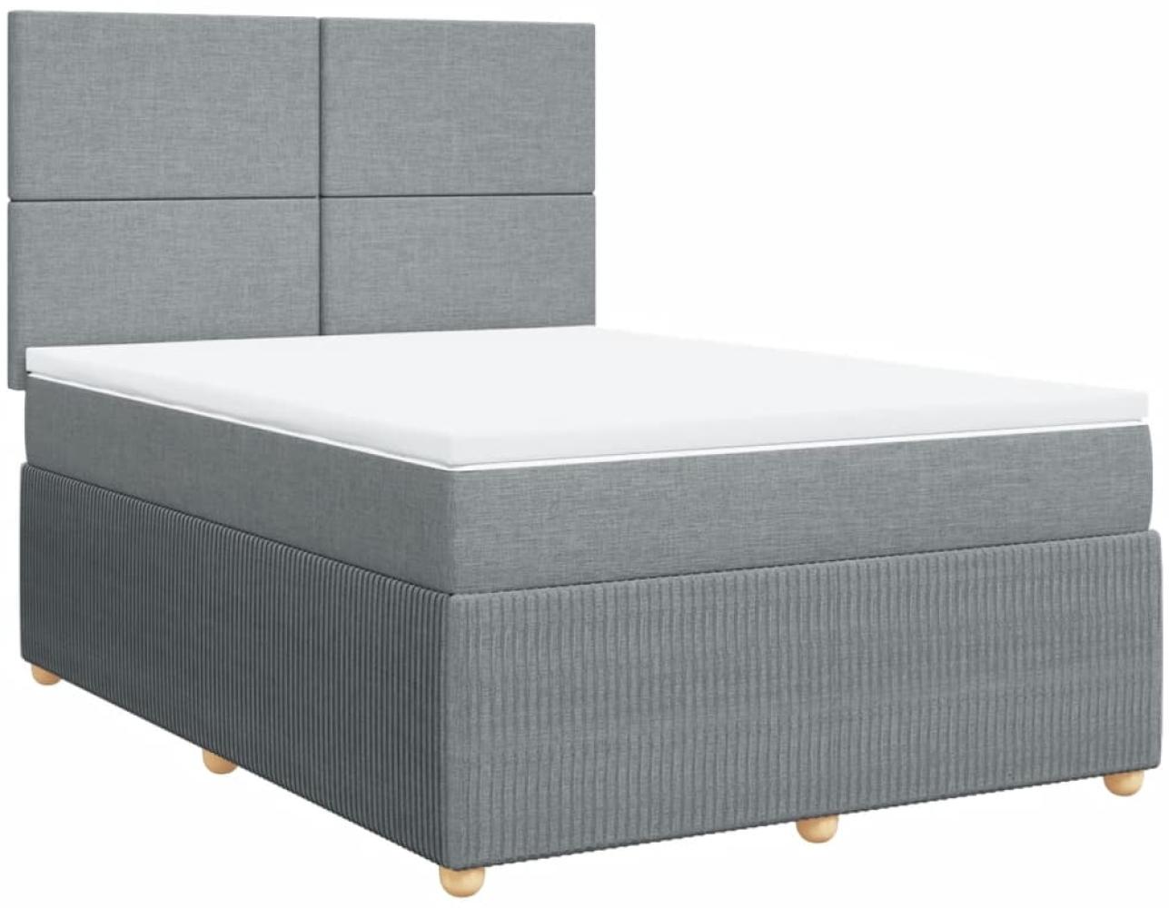 vidaXL Boxspringbett mit Matratze Hellgrau 140x190 cm Stoff 3292044 Bild 1