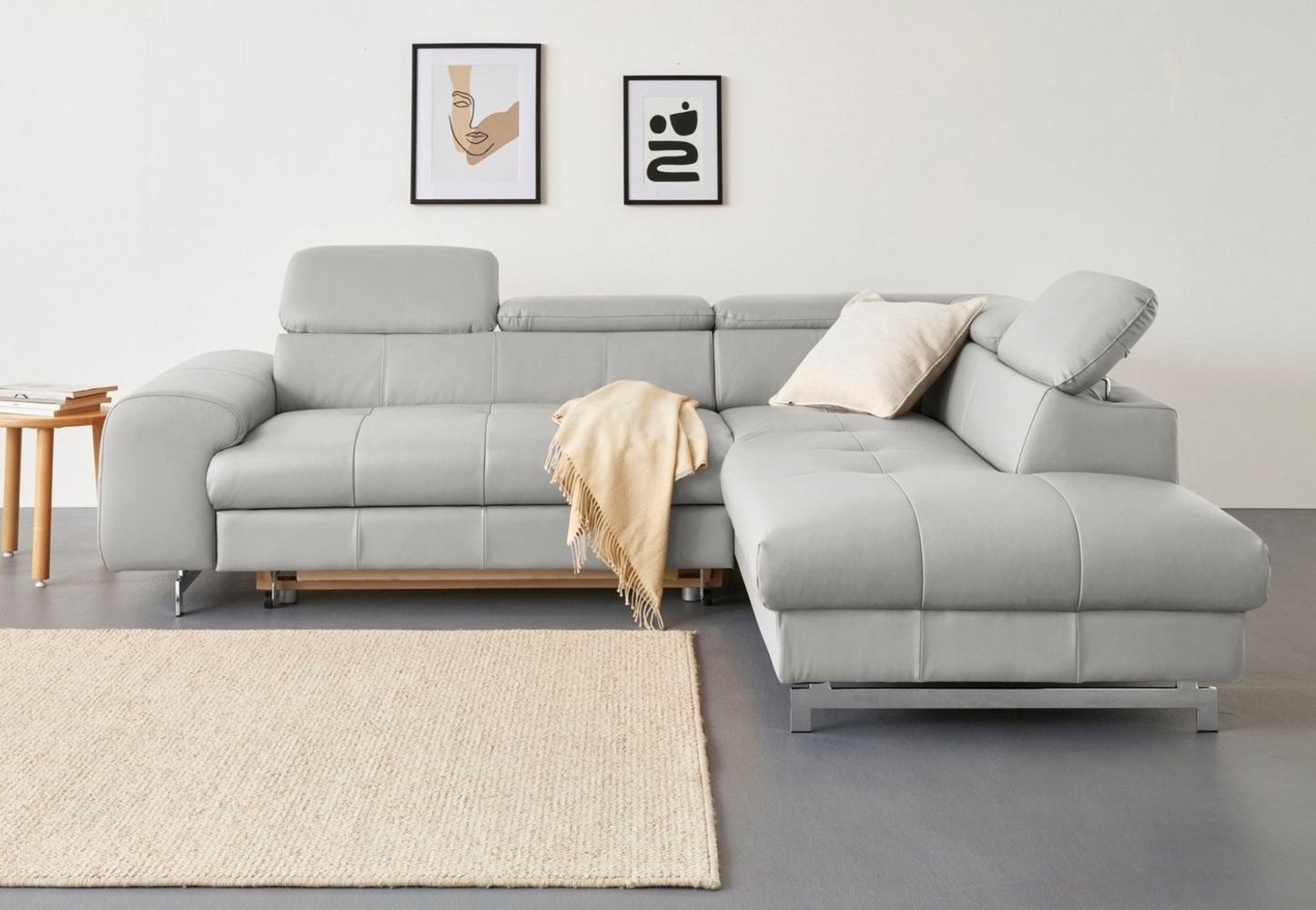 COTTA Ecksofa Chef L-Form, mit Kopfteilverstellung, edle Metallkufen, wahlweise mit Bettfunktion Bild 1