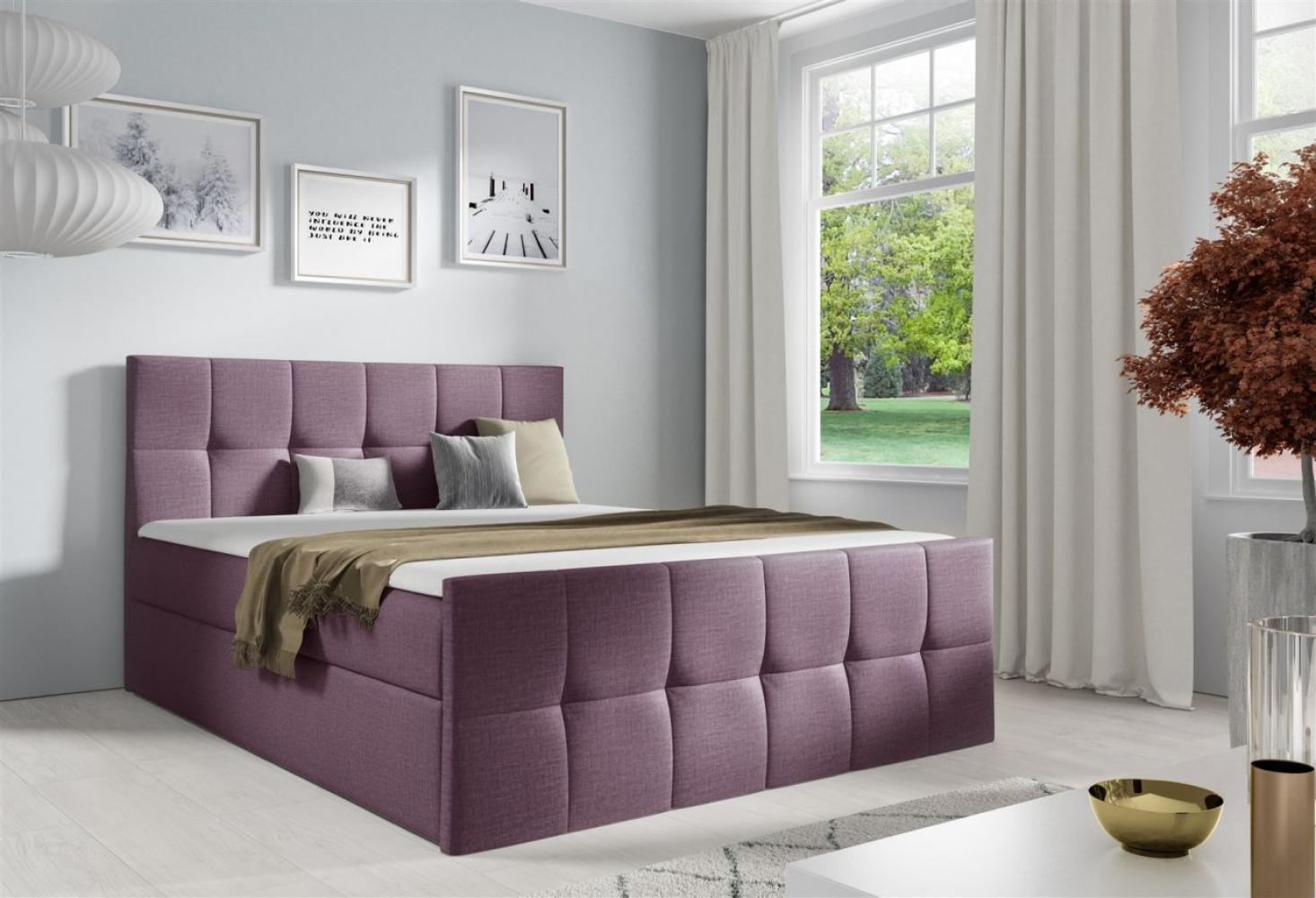 Boxspringbett Schlafzimmerbett CARMEN LUX 140x220cm Stoff Fancy Violett Bild 1