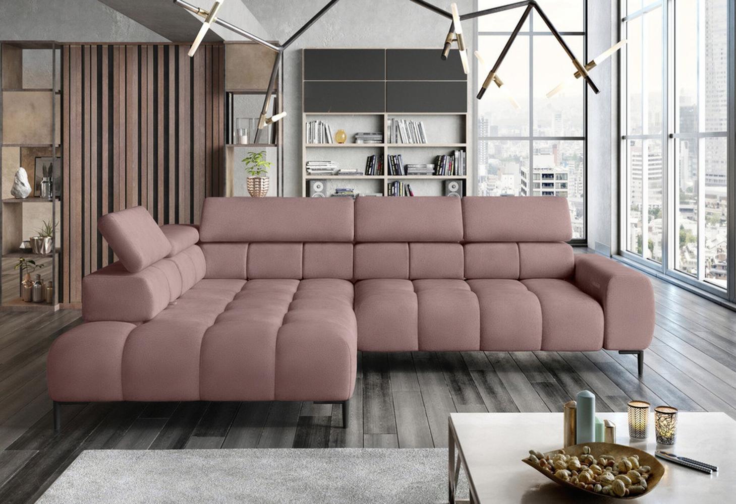 Stylefy Plazetti Ecksofa Struktur JAZZ Links Rosa Bild 1