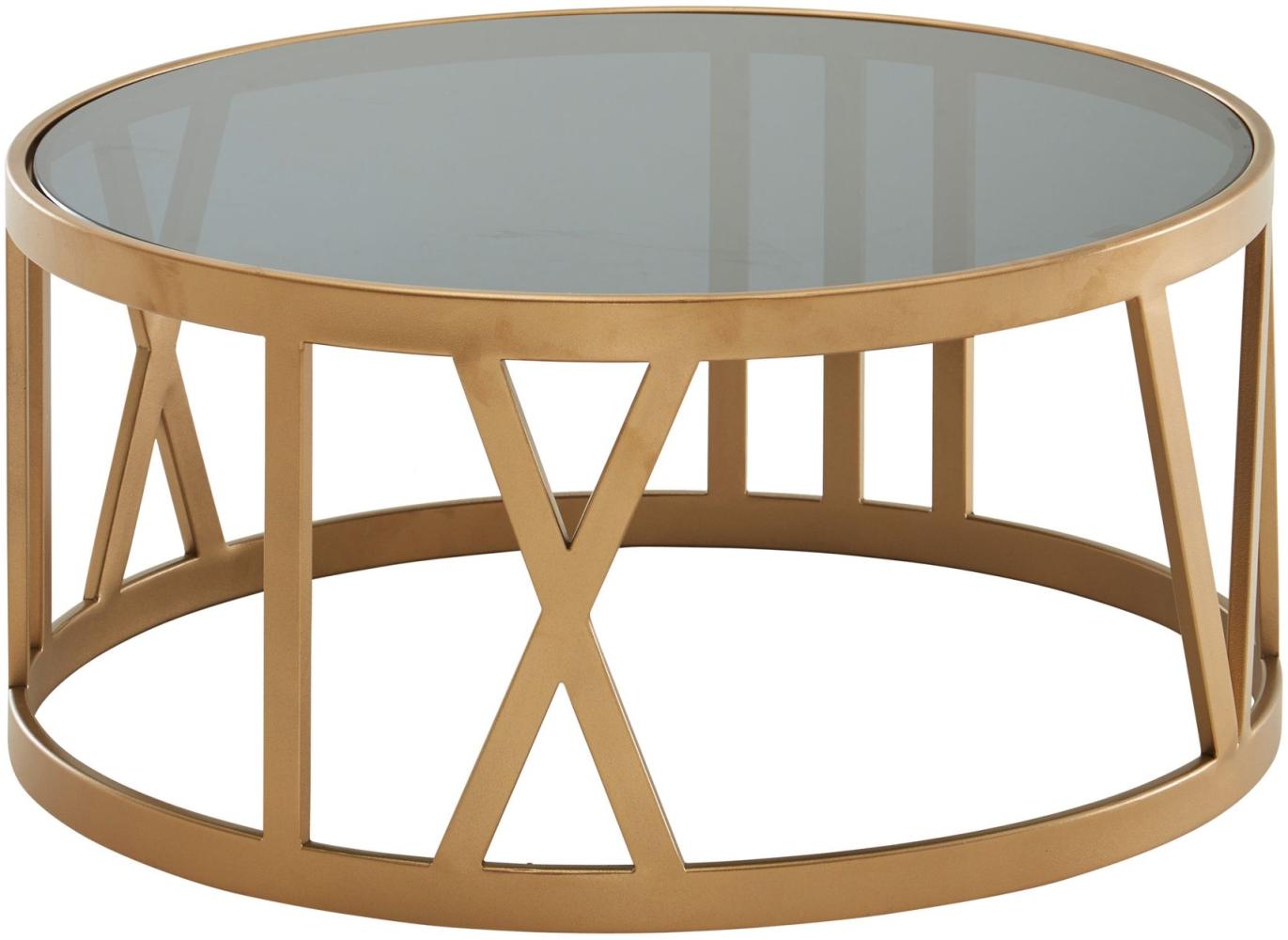 Kadima Design Couchtisch "Stabilux": Durchsichtige Glasplatte, Metallgestell, handgefertigt, 20 kg Belastbarkeit. Gold, 60 x 60 x 30 cm Bild 1