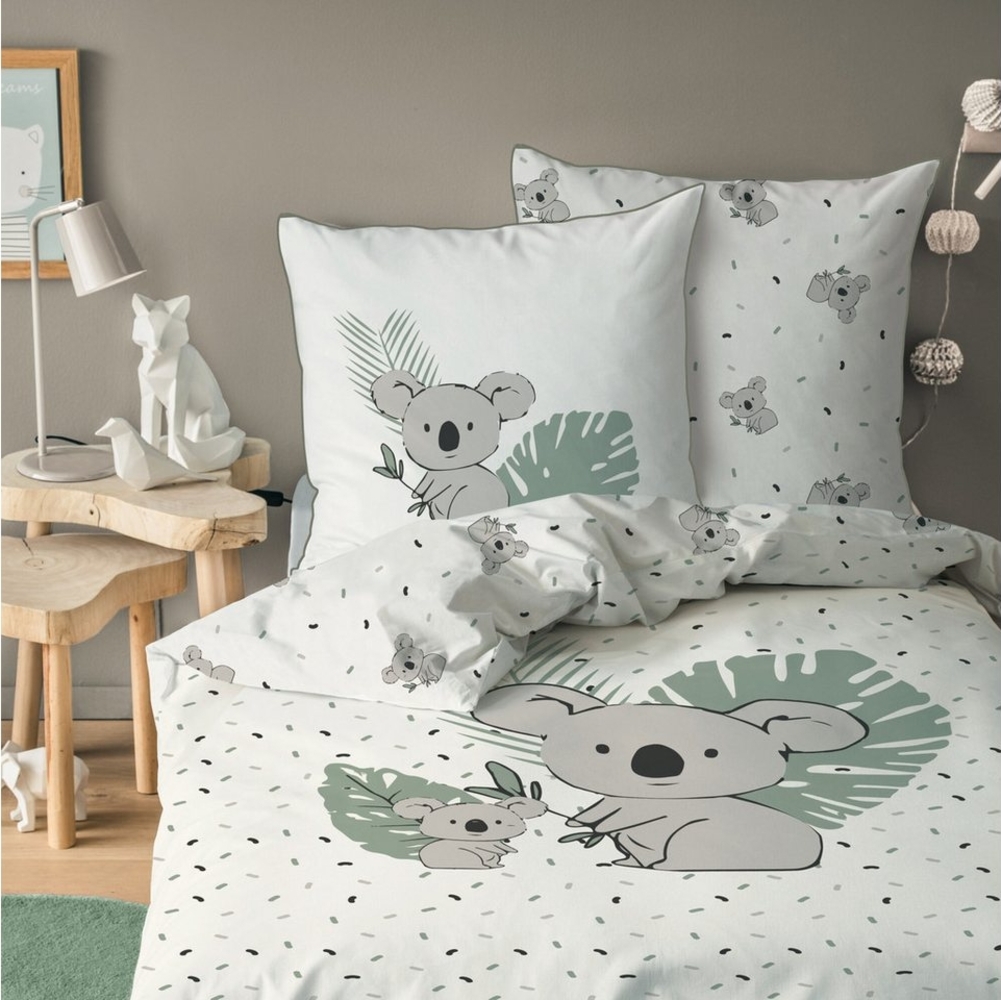 MTOnlinehandel Kinderbettwäsche Koala 135x200 + 80x80 cm, 100 % Baumwolle, Renforcé, 2 teilig, hochwertige Bettwäsche für Mädchen und Jungen Bild 1