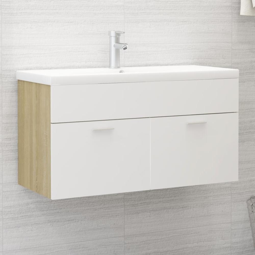 Waschbeckenunterschrank >3005544< (LxBxH: 38,5 x 90 x 46 cm) Weiß und Sonoma-Eiche Bild 1