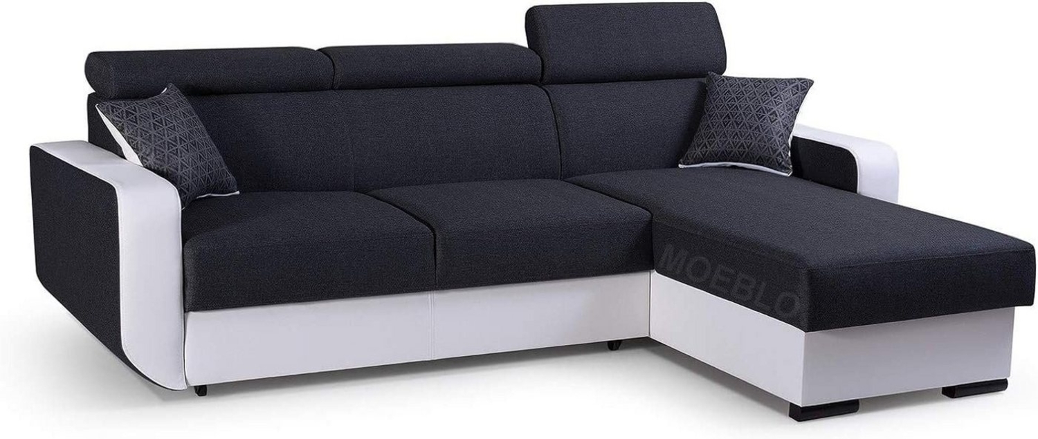 MOEBLO Ecksofa PEDRO, Universelle Ottomane Eckcouch Sofa Couch Wohnlandschaft L-Form Polsterecke - 236x165x97 cm, mit Schlaffunktion und Bettkasten Bild 1