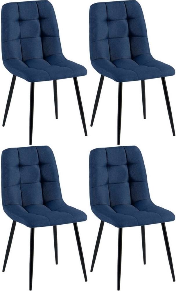 CLP 4er Set Esszimmerstühle Antibes Stoffbezüge gepolstert mit Rückenlehnen,blau Bild 1