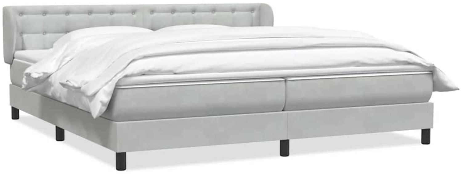 vidaXL Boxspringbett mit Matratzen Hellgrau 180x220 cm Samt 3317913 Bild 1