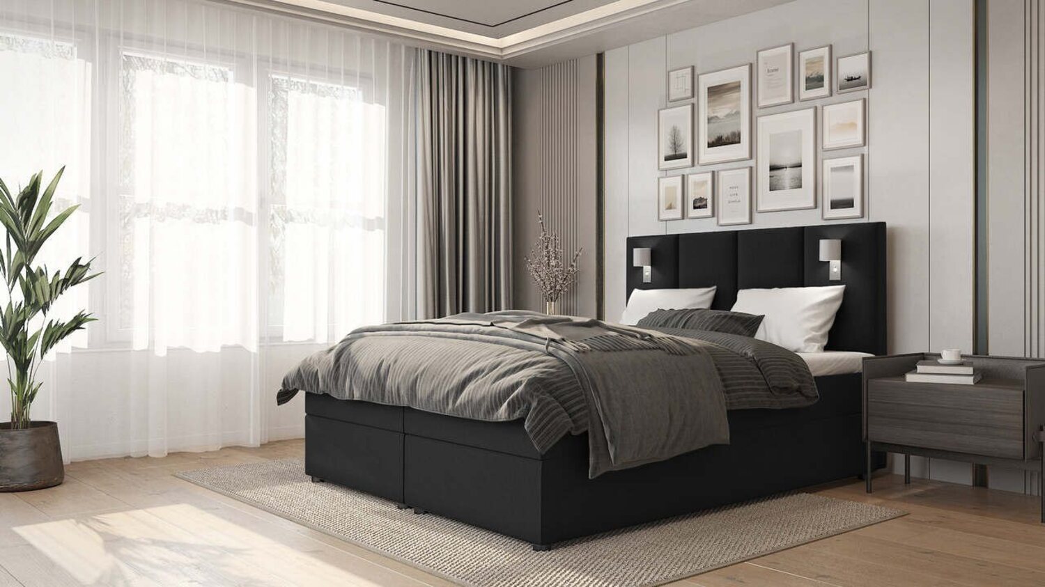 Best for Home Boxspringbett Parma Bonellfederkern inkl. 7-Zonen Topper T-30, Boxspringbett mit Bettkasten Bild 1