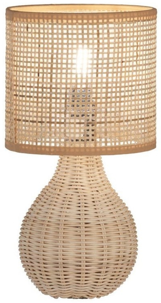 FISCHER & HONSEL LED Nachttischlampe, LED wechselbar, Warmweiß, Holzfuß & Designer Lampenschirm Korb-Geflecht Landhaus-Stil, Höhe 31cm Bild 1