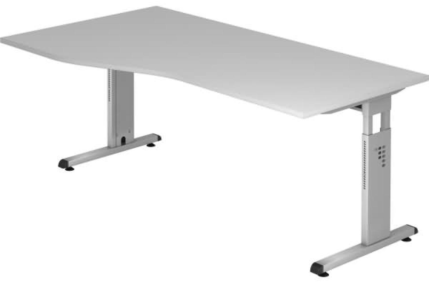 Schreibtisch OS18 C-Fuß 180x100 / 80cm Grau Gestellfarbe: Silber Bild 1