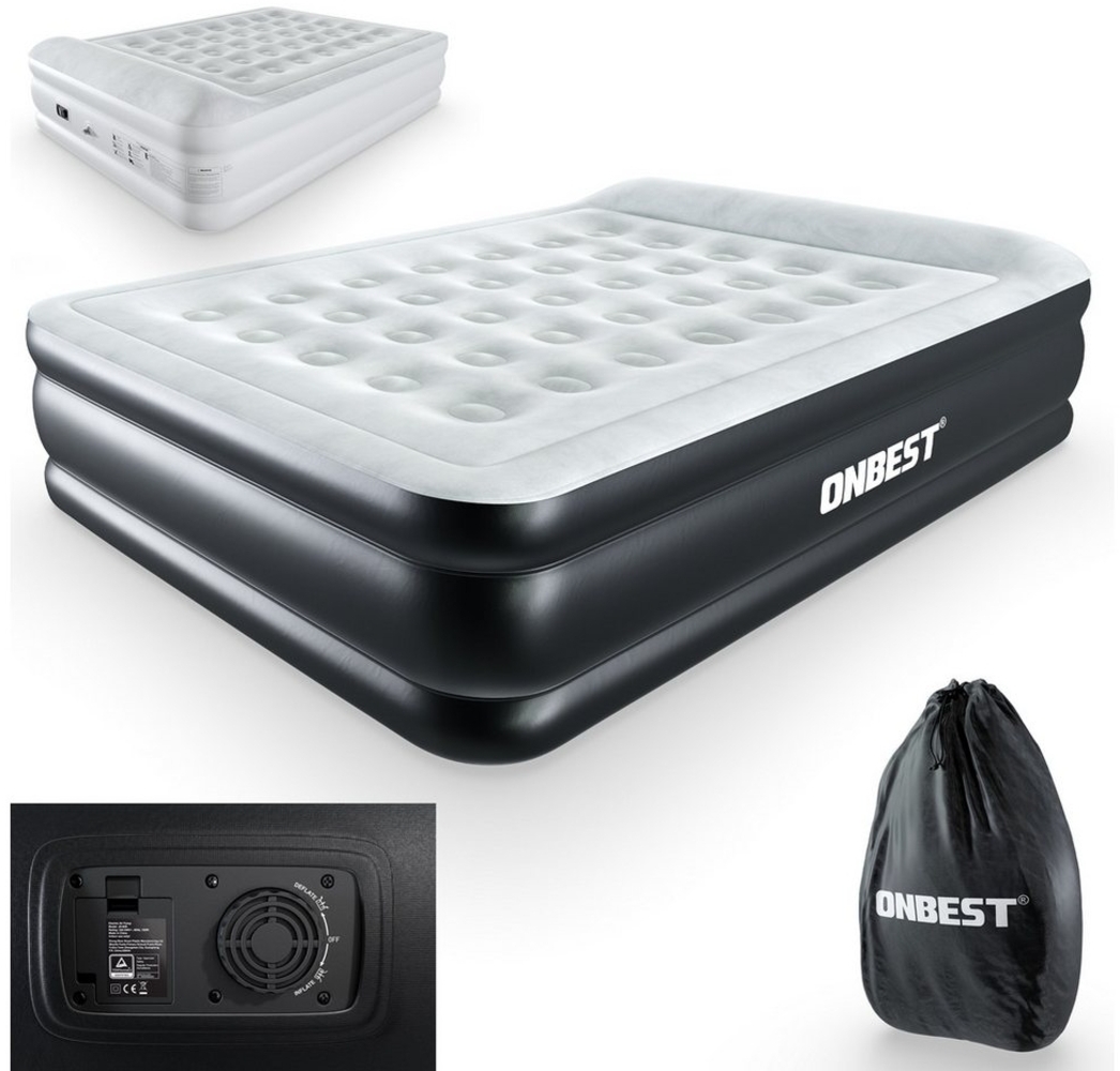Onbest Luftbett mit elektrischer Luftpumpe und integriertem Kissen, 250 kg - 2 Personen - Wasserabweisend - Robust Bild 1