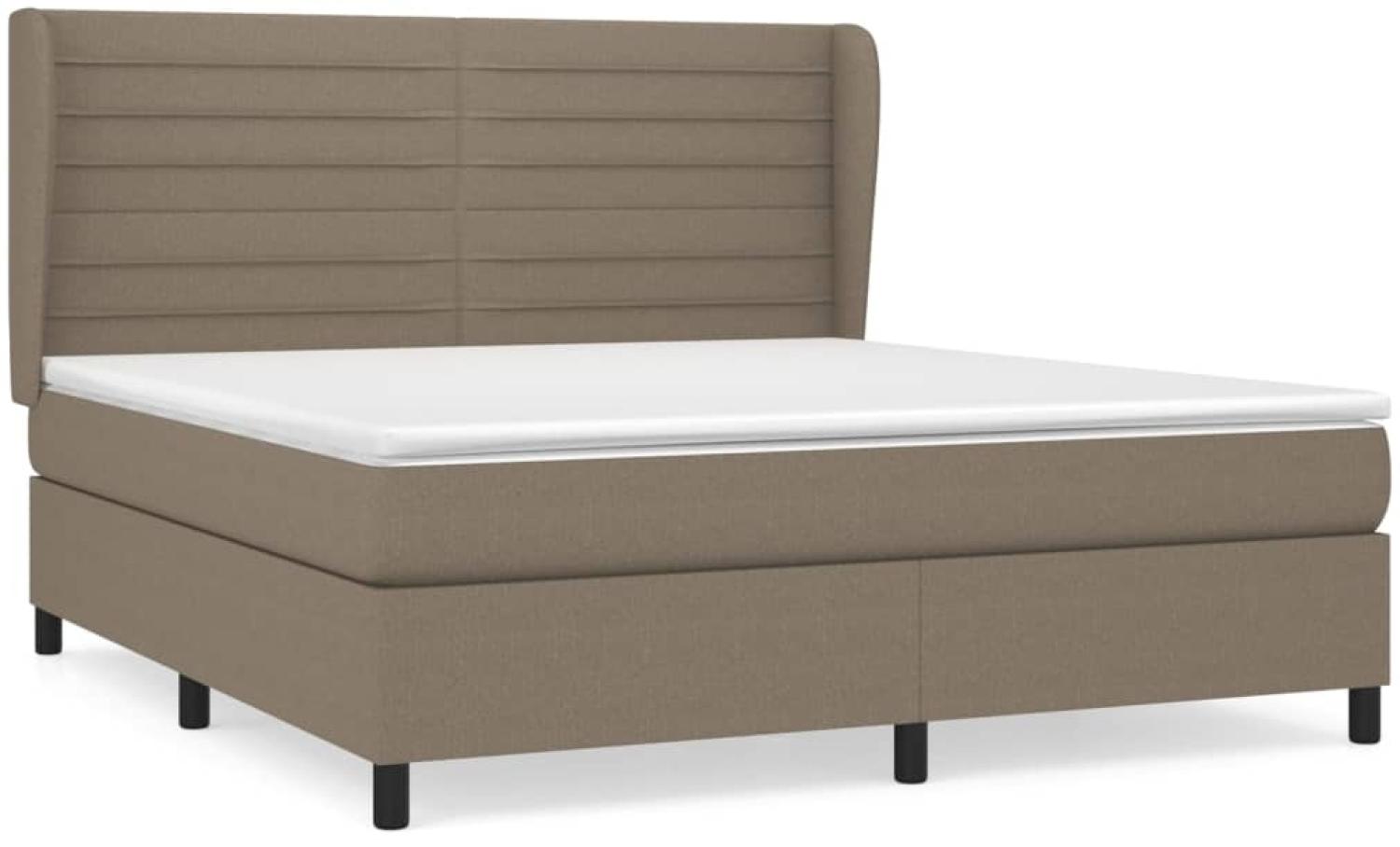 vidaXL Boxspringbett mit Matratze Taupe 180x200 cm Stoff 3128065 Bild 1
