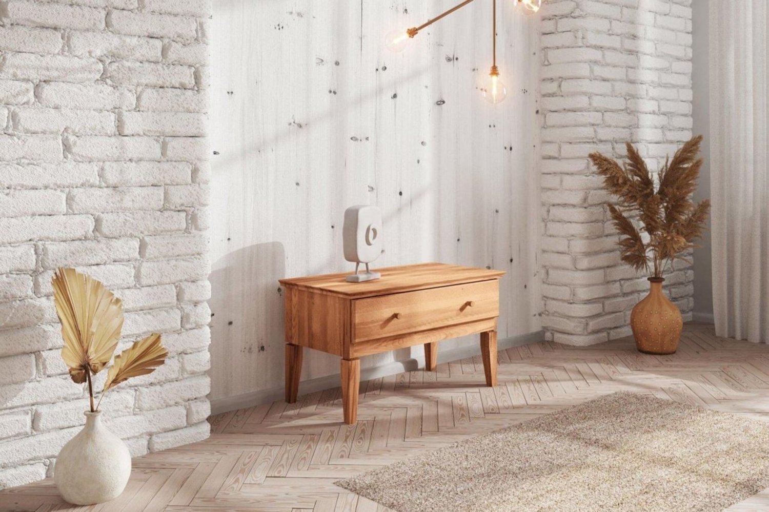 Niedrige Kommode LENNES Buche massiv 87x50x45 cm Bild 1