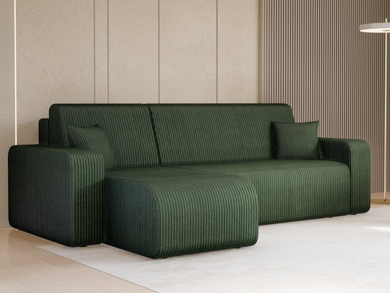 Compleo Ecksofa mit Schlaffunktion und Bettkasten JOLI Cordstoff, Breite: 244 cm, Modern Wohnzimmer Bild 1