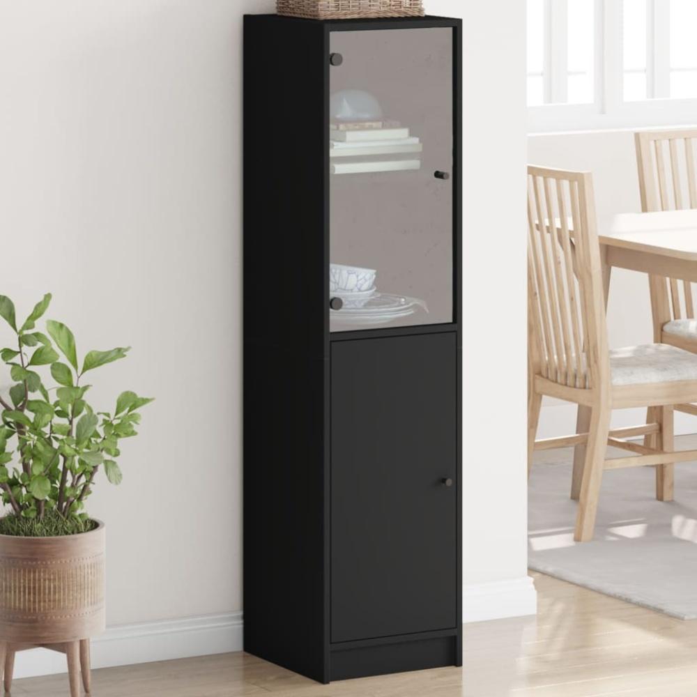 vidaXL Highboard mit Glastür Schwarz 35x37x142 cm 836442 Bild 1