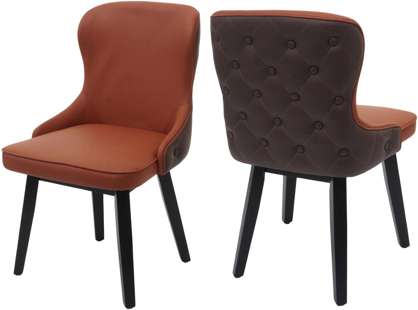 2er-Set Esszimmerstuhl HWC-M60, Polsterstuhl Küchenstuhl Lehnstuhl Stuhl, Stoff/Textil Massiv-Holz ~ terracotta-braun Bild 1