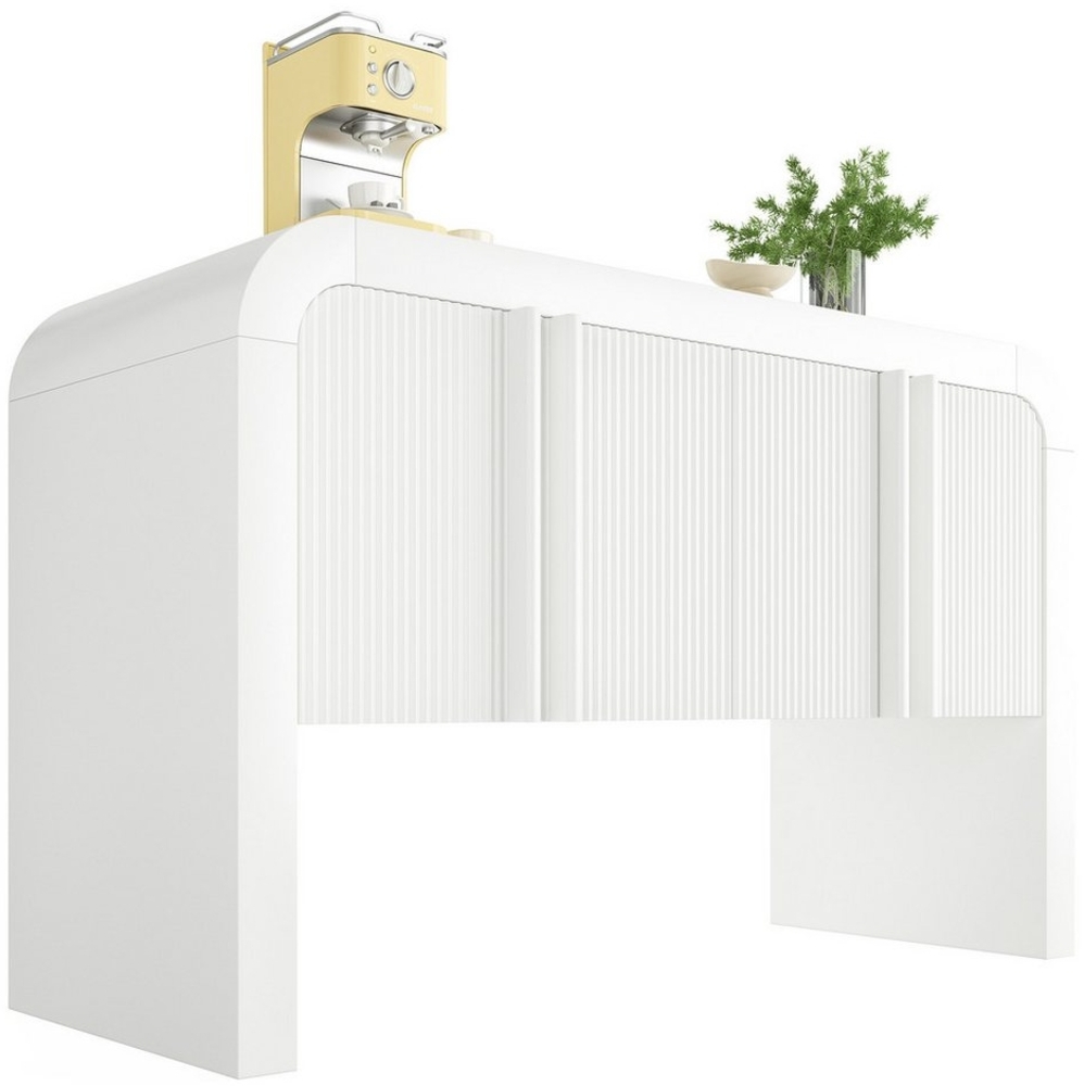 HAUSS SPOLE Sideboard mit magnetischen Türen mit Kippsicherung für Küche, Esszimmer weiß (Elegantes Sideboard mit abgerundeten Ecken – Magnetische Türen, Kippsicherung, Verstellbare Trennwände – Stauraum für Küche, Esszimmer, Wohnzimmer), mit magnetischen Bild 1