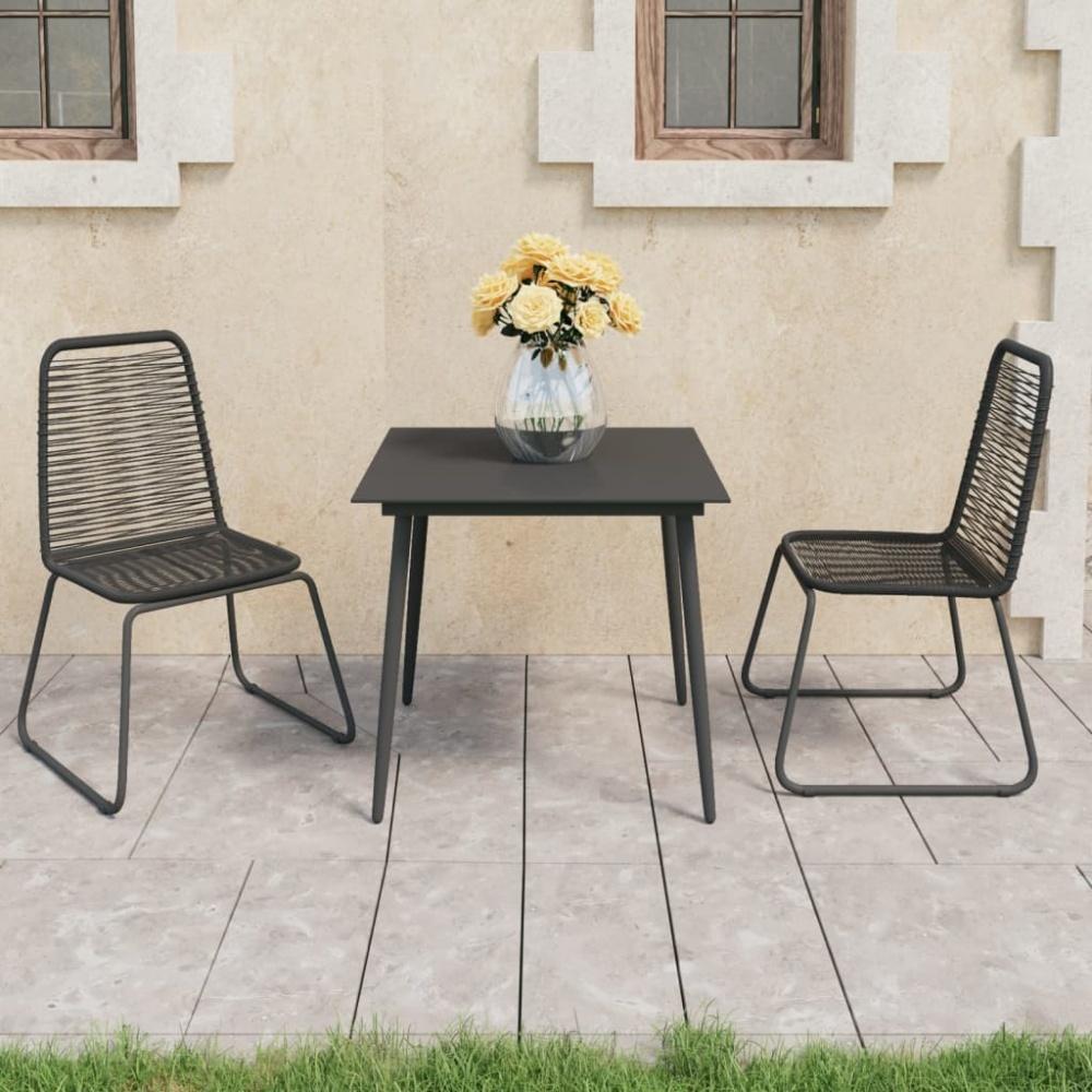 vidaXL 3-tlg. Garten-Essgruppe PVC Rattan Schwarz 3060112 Bild 1