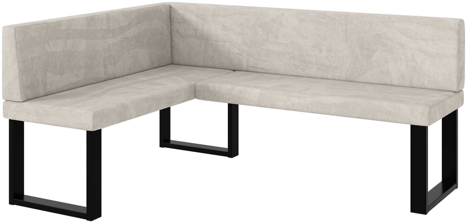 MEBLINI Eckbank für Esszimmer - Küchenbank - Essecke - Sitzecke Küche - TONI - U-Beine 128x168x87cm Links - Beige Samt Bild 1