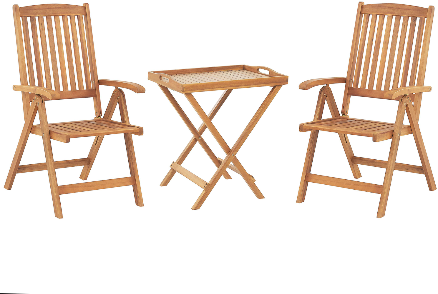 Bistro Set Holz Heller Holzfarbton JAVA Bild 1