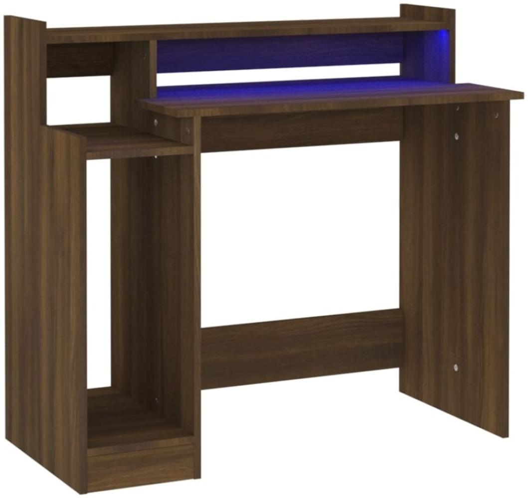 Schreibtisch mit LEDs, Holzwerkstoff, Braun Eiche-Optik, 97x45x90 Bild 1