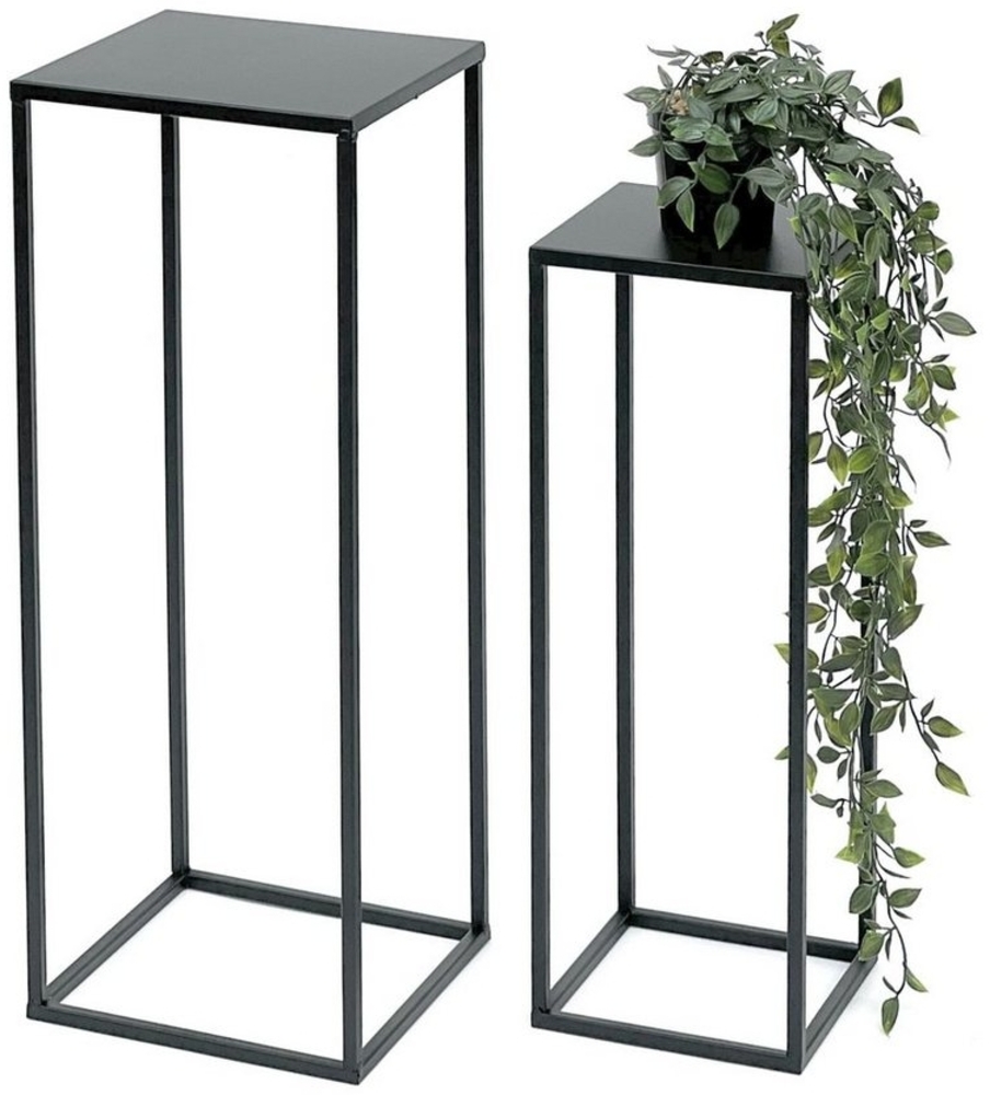 DanDiBo Blumenständer Metall Schwarz Eckig Blumenhocker Beistelltisch 2er Set Bild 1