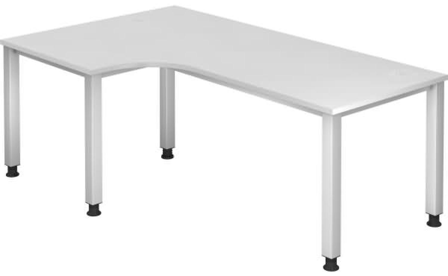 Winkeltisch QS82 4Fuß eckig 200x120cm 90° Weiß Gestellfarbe: Silber Bild 1