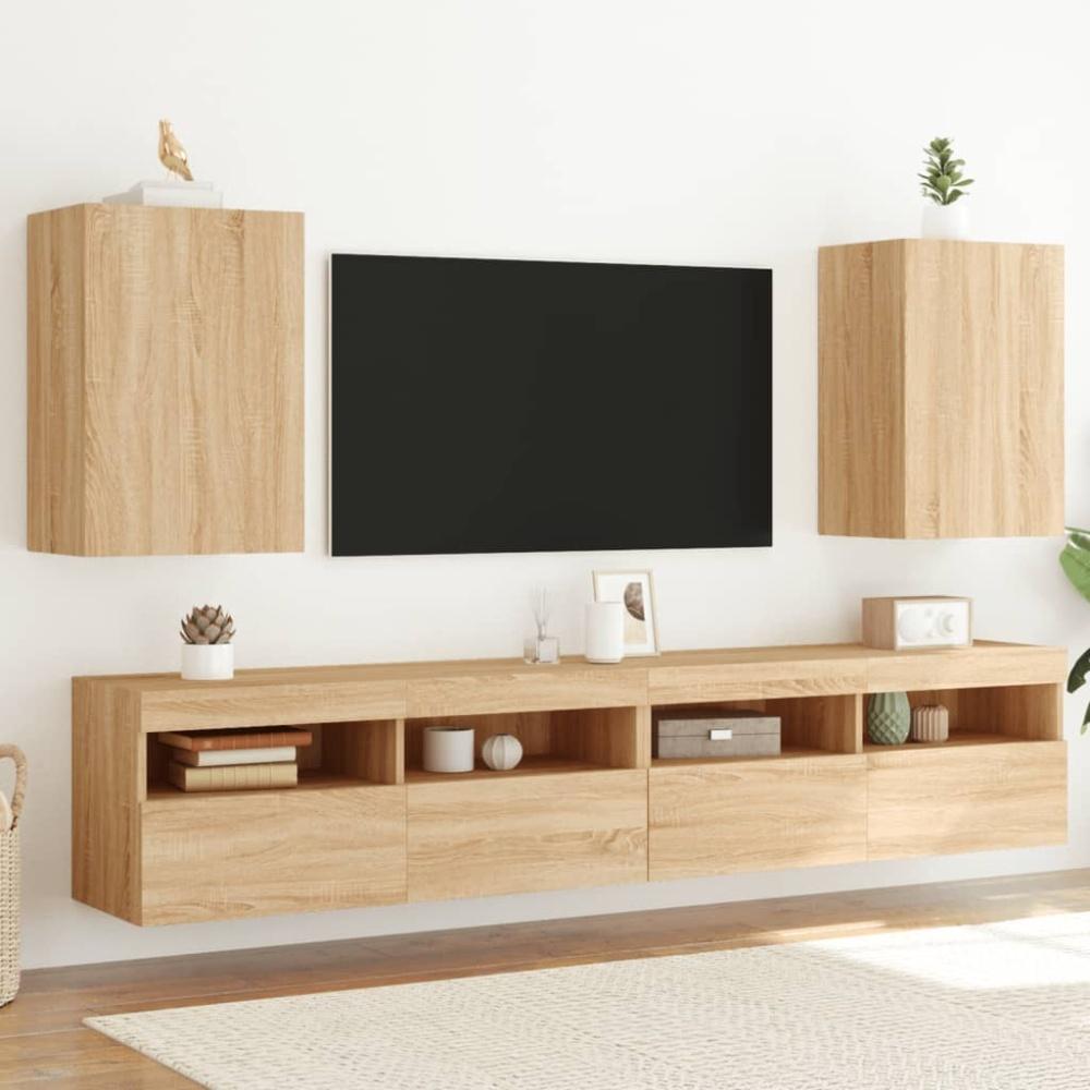 vidaXL TV-Wandschränke 2 Stk. Sonoma-Eiche 40,5x30x60 cm Holzwerkstoff 836915 Bild 1