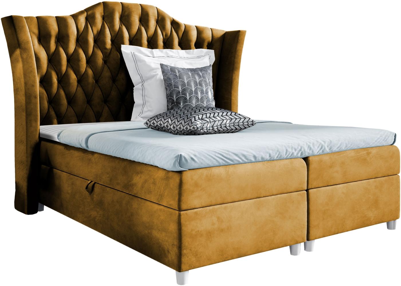 Boxspringbett 'Corigo' gelb 120 x 200 cm Bild 1