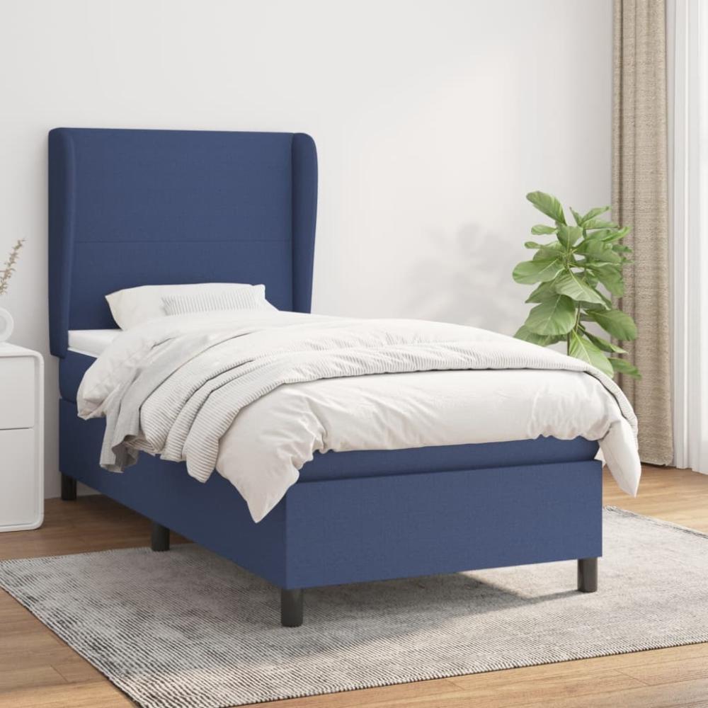 vidaXL Boxspringbett mit Matratze Blau 80x200 cm Stoff 3127763 Bild 1