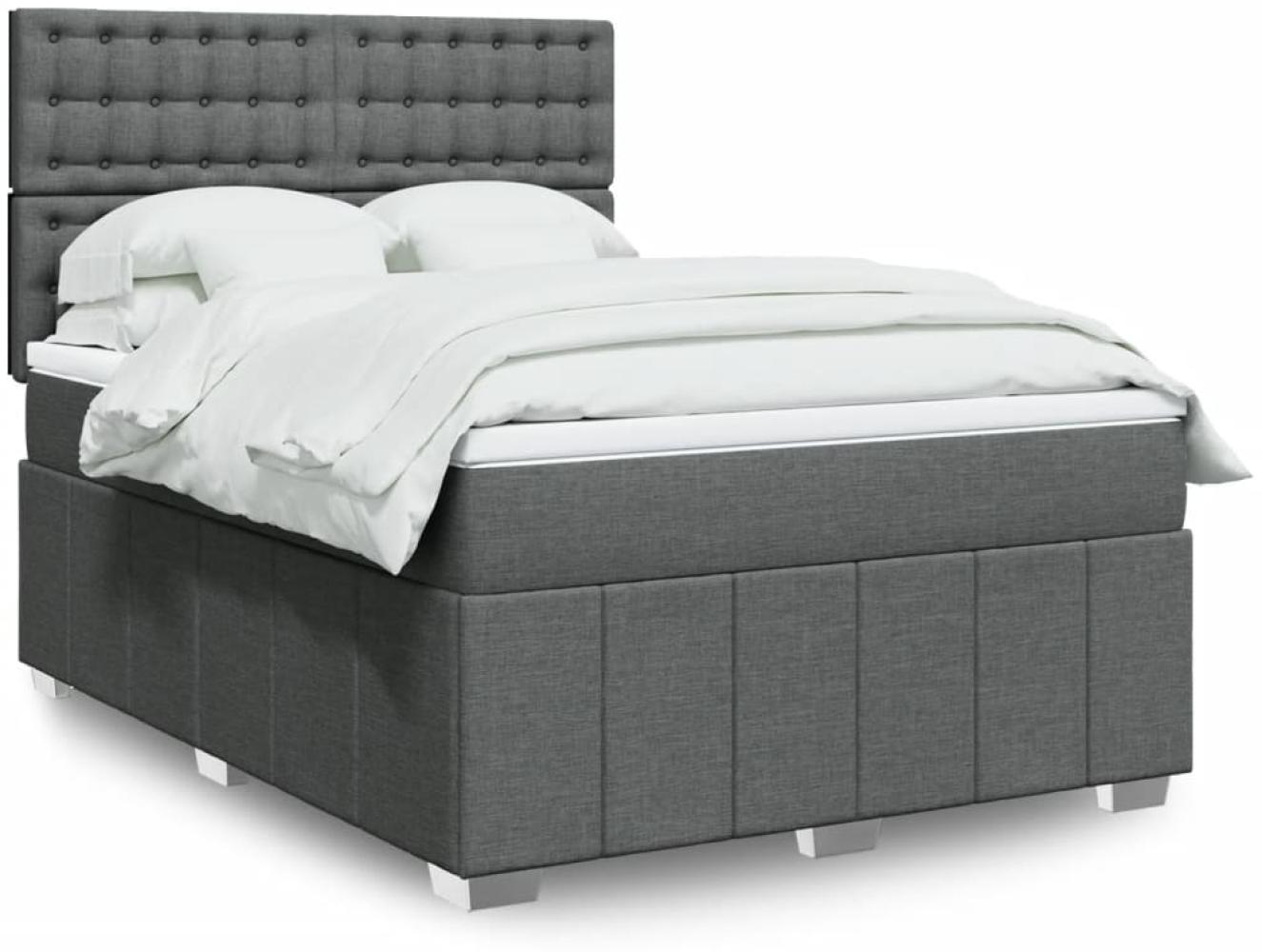 vidaXL Boxspringbett mit Matratze Dunkelgrau 140x200 cm Stoff 3291706 Bild 1