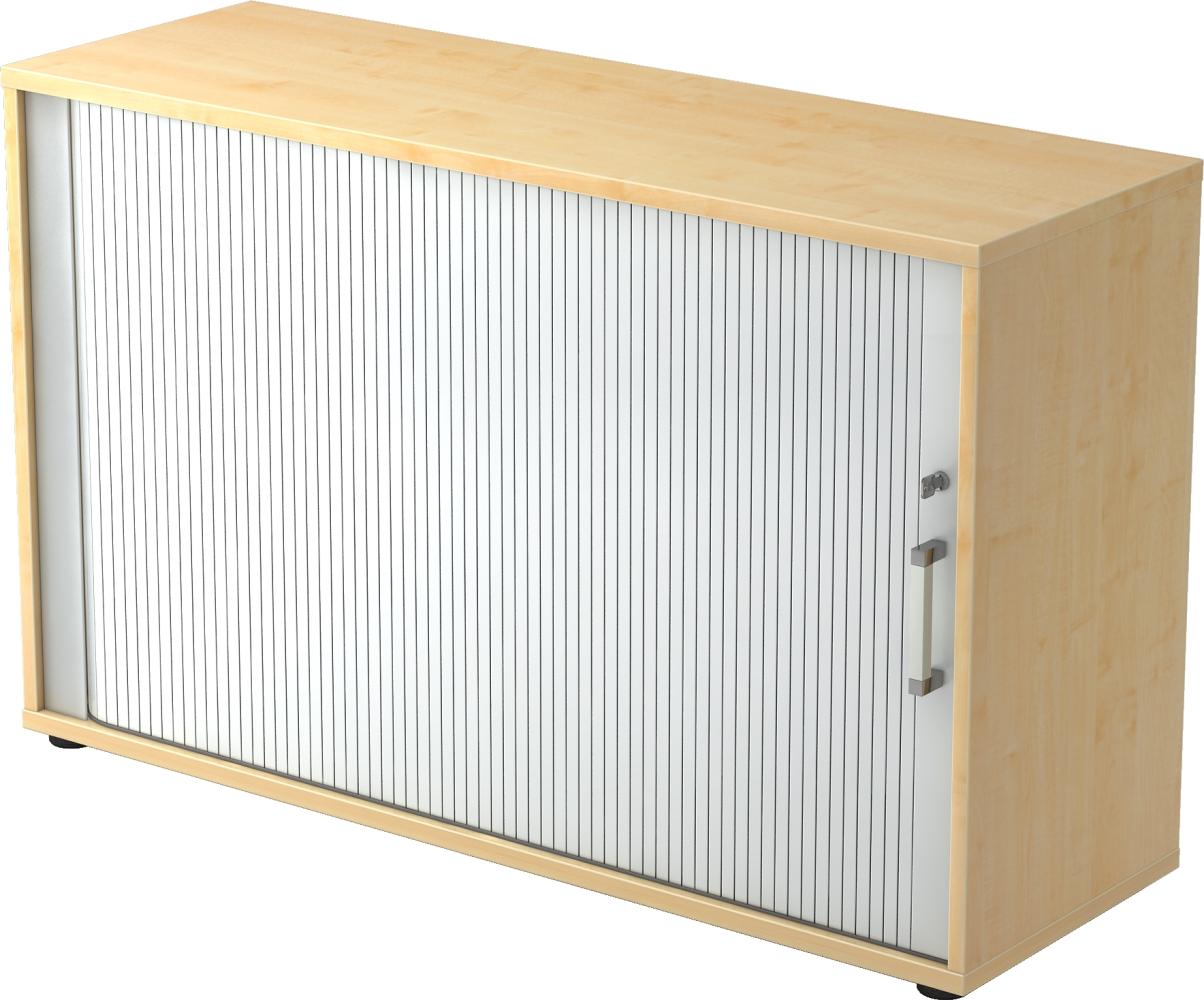 bümö® Rollladenschrank 2 OH abschließbar in Ahorn/Silber mit Chromgriff Bild 1