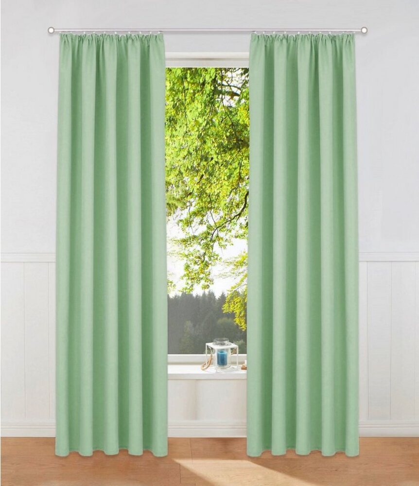 Home affaire Vorhang Parry, Kräuselband (2 St), blickdicht, Polyester, 2-er Set, blickdicht, monochrom, basic, einfarbig, Bestseller Bild 1